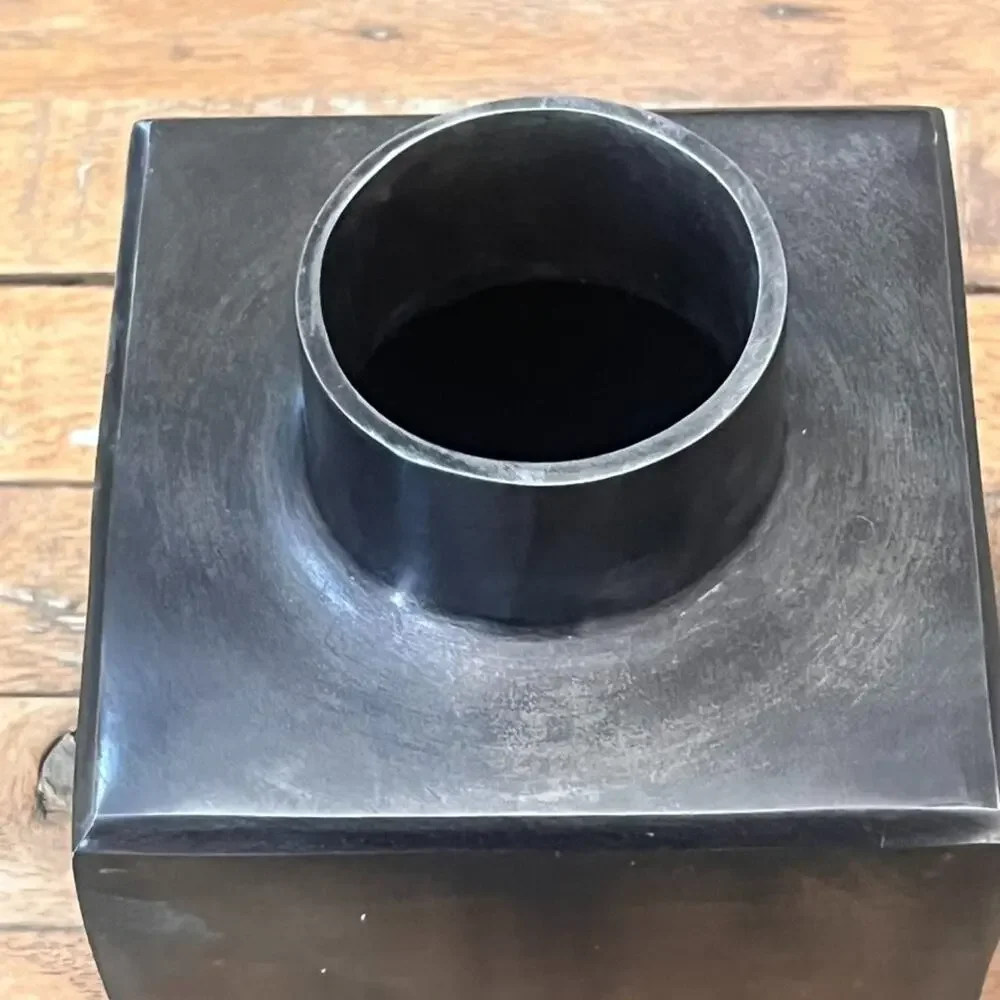 Pottery Barn Inkwell Sculpture Medium Bronze Cube 6 in Metal